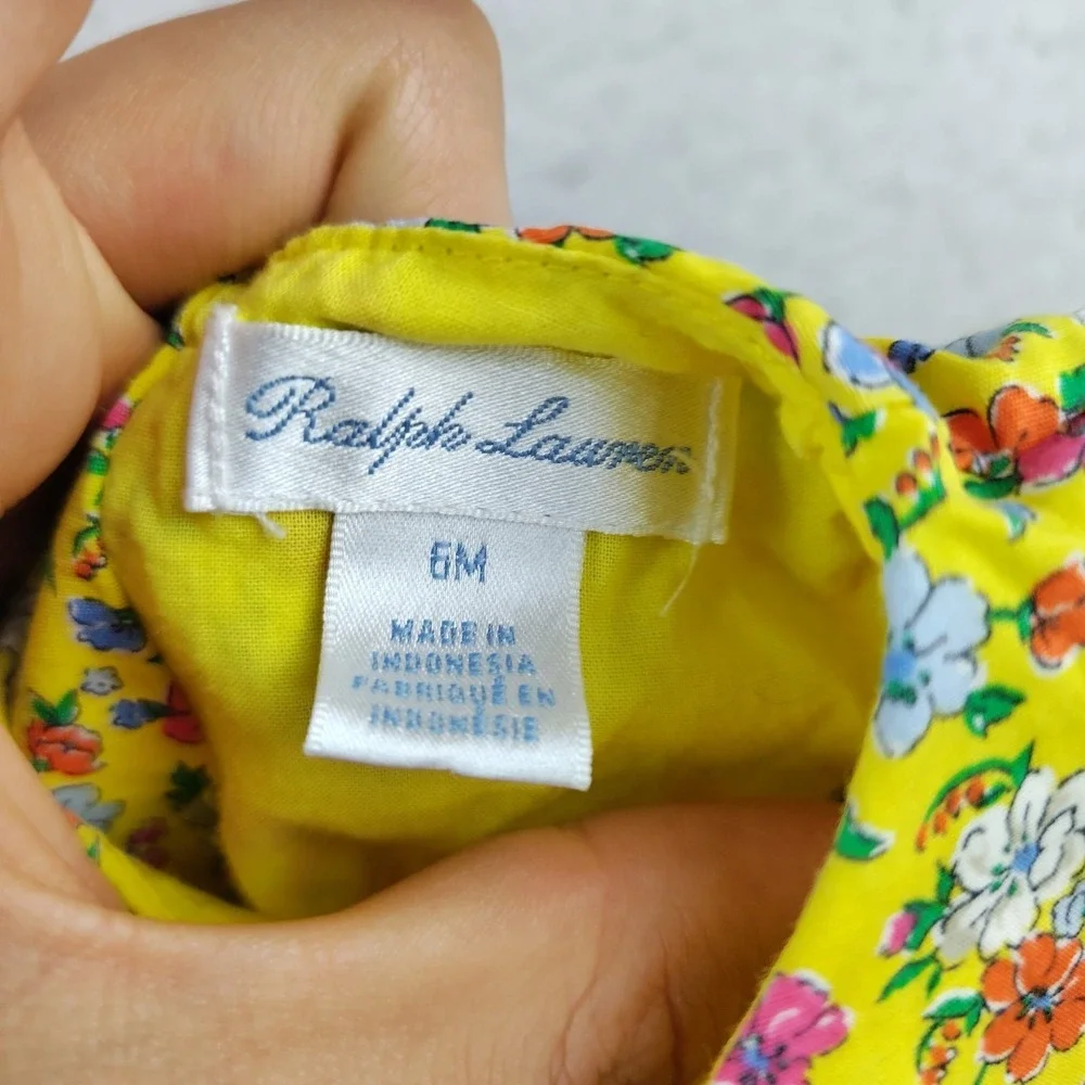 Ralph Lauren floral cotton poplin dress Yellow Cottage Lined baby girl's 6M
